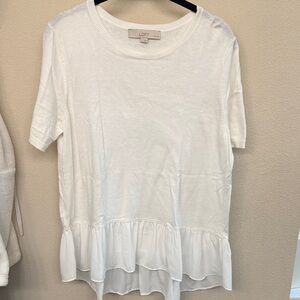 🎉🎉LOFT White Ruffle Hem Top